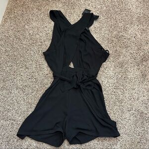 BCBG MAXAZRIA black romper high neck